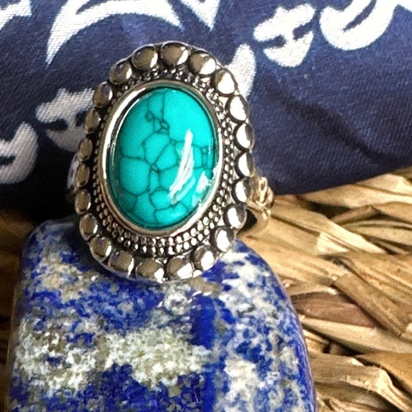 Alquimia Jewelry - Sonoran Turquoise big silver ring/southwestern turquoise protection and peace